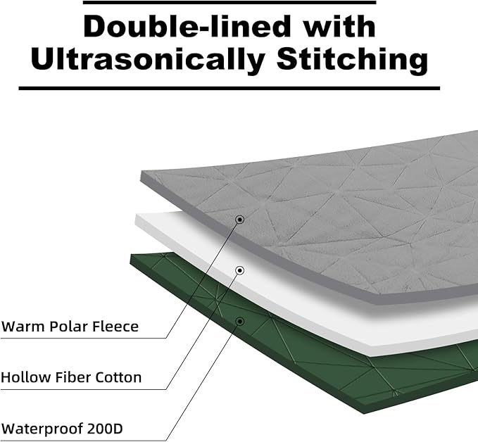 Large Outdoor Waterproof Blanket Extra Thick Fleece Stadium Blanket for Camping Car Pet Picnics - Windproof Wearable Machine Washable 80 x 58 (GreenHooded)