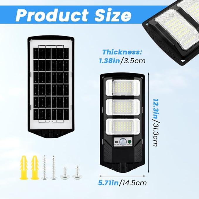 Solar Street Lights Outdoor 2 Pack 6500K Wide Angle LED Solar Flood Lights with Motion Sensor &amp Remote Dusk to Dawn Wall Mount Waterproof Street Light for Yard Parking Area Lighting