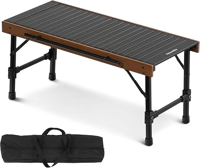 Naturehike IGT Camping Table Fold up Lightweight Aluminum Alloy+Wood 4-6 Person Portable Table with Carry Bag for Outdoor Folding Square Table Picnic Backyards BBQ Camp Kitchen