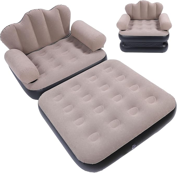 Walfront Portable Inflatable Sofa Mattress Soft Pressure Pressure Existing Couch Bed for Travel Camping