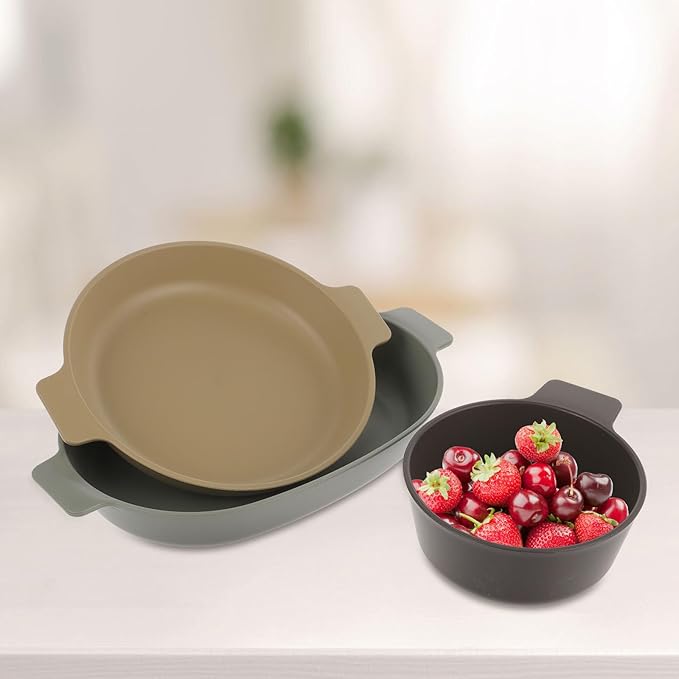 Toyvian Portable Camping Dishes Set with Lightweight Plastic Bowls and Plates 3 Small Plates + + 3 Single-Handle Bowls Reusable Outdoor Dinnerware for Hiking and Picnic