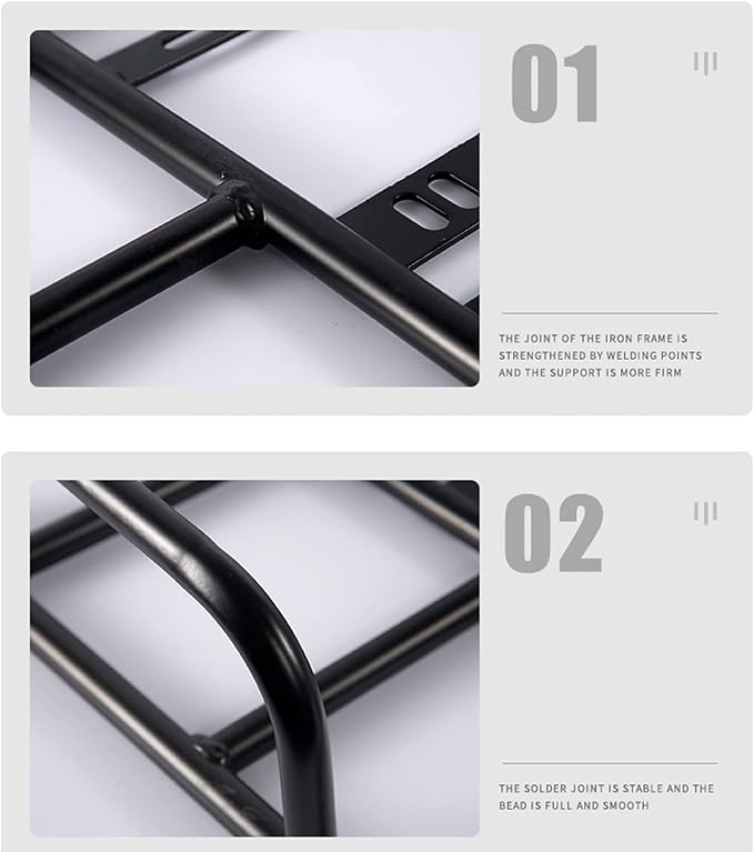 Food Delivery Box Rack Rear Grille Universal Motorcycle Rear Rack Extension 80kg Loading Seamless Steel Tube for Motorcycle Electric Bicycle(52/42-Type 1)