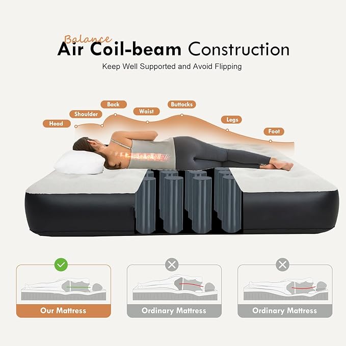 DIMAR GARDEN King Size Air Mattress with Built in Pump Blow Up Mattress Inflatable Bed for Home