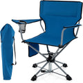 Tangkula Swivel Camping Chair Portable Lawn Chair with Cup Holder Storage Pocket Carrying Bag Lightweight Outdoor Folding Chair for Outside Camp Fishing Hiking Beach No Assembly Needed