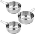 1 Set Makgeolli Bowls Stainless Steel Korean Traditional Rice Bowl With Foldable Handle Hiking Soup Dish Camp Cup For Travel Hiking And Backpacking