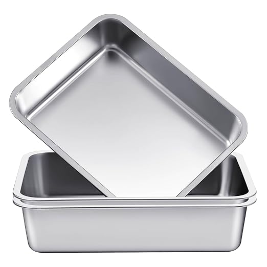 2 Pack Stainless Steel Commercial Bus Tubs Food Grade Meat Processing Tubs Lug Wash Basin Tote Box for Dishwashing Kitchen Restaurant Utility (32 L)