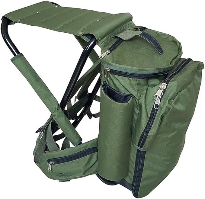 UNISTRENGH Folding Backpack Chair Outdoor Cycling Multifunctional Travel Backpack Stools for Beach Fishing Camping (Military Green)