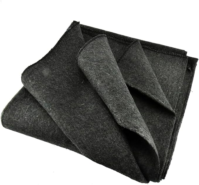 SE 51x 80 Multipurpose Gray Wool Blanket - 50% Wool Lightweight 2 lb Zippered Bag Included - Ideal for Camping Hiking Emergency Survival