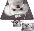 Lovely Maltese Dog Beach BlanketPortable Waterproof Picnic Blanket58.3''x 58.3'' Extra Large Picnic Mat for BeachCamping Grass Lawn Park Accessorie for Festival BBQ