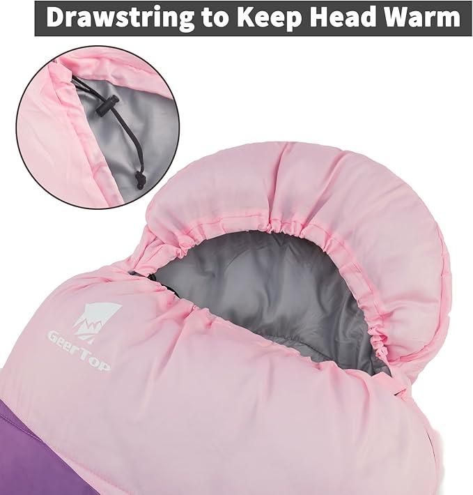 GEERTOP Backpacking Sleeping Bag for Camping Lightweight Sleeping Bags for Adults Kids Summer Warm Cold Weather Hiking Travel