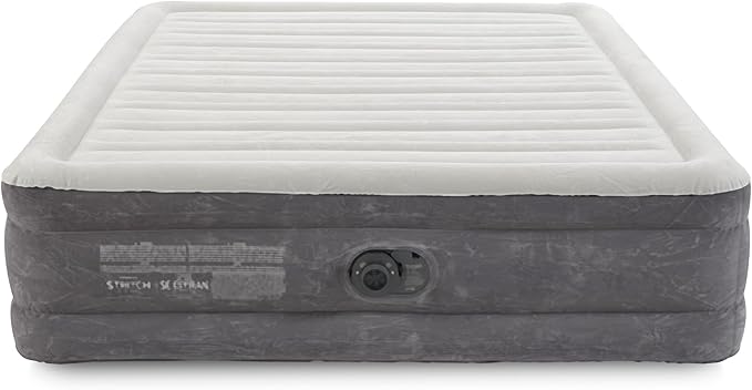 Intex 18-Inch King-Sized Inflatable Fiber-Tech Elevated Premium Plush Comfort Air Mattress Bed with Built-in Pump and Dura-Beam Technology (2 Pack)