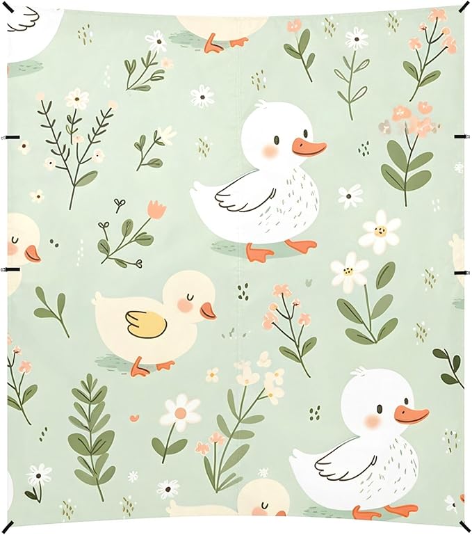 Cartoon Duck Light Green Camping Sun Shelter Beach Tent Portable Beach Sun Shade Outdoor Canopy for Camping Trips Fishing Picnic