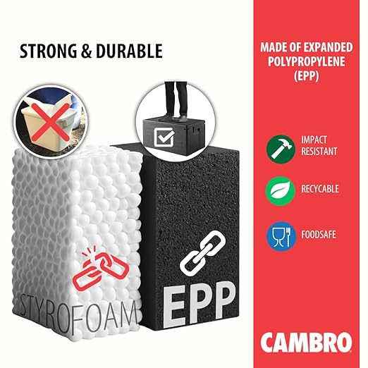 Cambro GoBox Insulated Lightweight Thermal Hot Box and Food Pan Carrier (EPP400 - Holds Four 4 Inch Pans) - Hotbox and Food Warmer for Catering &amp Transport - Front Load (Gray)