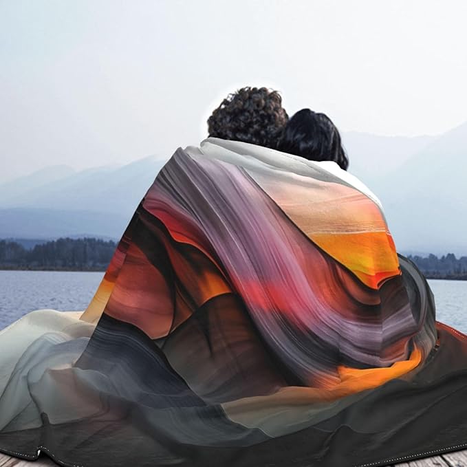 Ink Splash Lines Soft Fleece Blanket 60 * 50 inch Soft Sofa Blanket Suitable for Sofa Camping Travel Night Cover Blanket