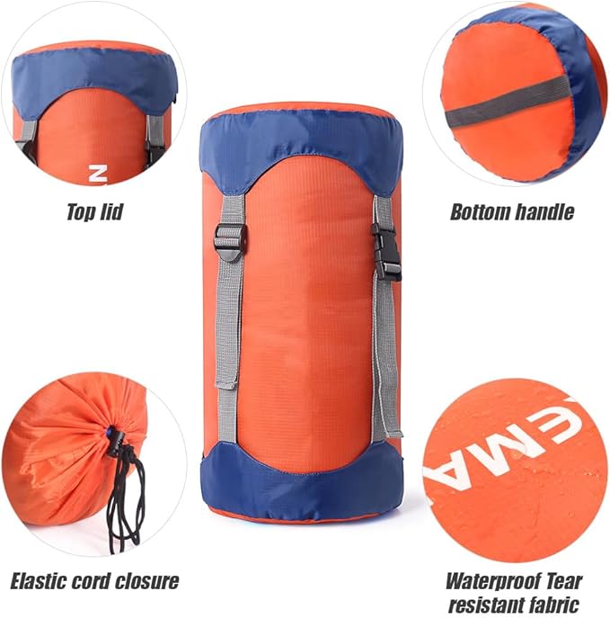 3pcs Compression Stuff Sack Set Lightweight Sleeping Bags Storage Compression Sack More 40% Storage for Camping Hiking Space Saving Gear for Camping Traveling Backpacking(6L+15L+25L)