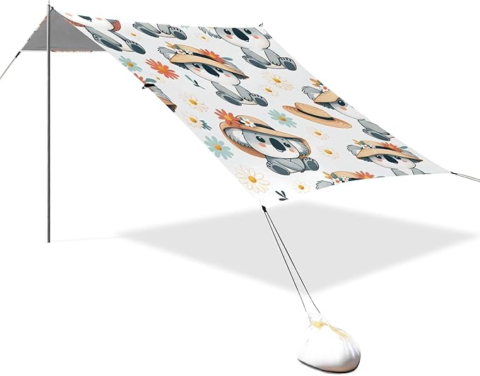 Cute Koala Wearing A Hat Camping Sun Shelter Beach Tent Portable Beach Sun Shade Outdoor Canopy for Camping Trips Fishing Picnic