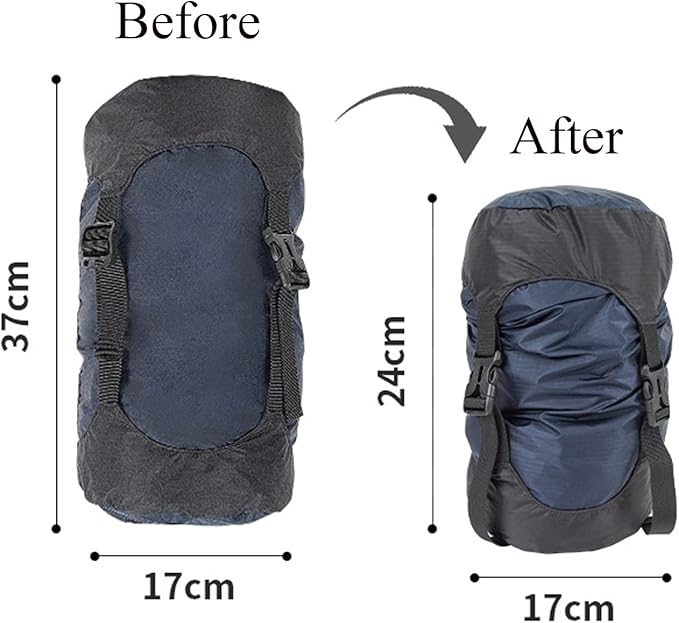 2pcs Compression Stuff Sack 8L/18L/25L/35L Lightweight Sleeping Bags Storage Compression Sack for Camping Hiking Backpacking Trip (Dark blue25L)