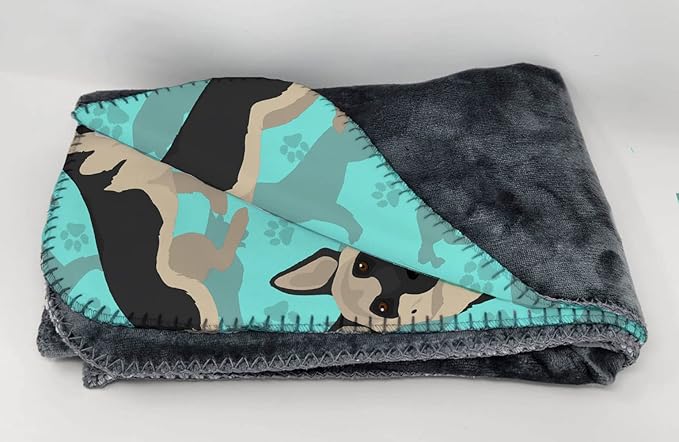 Caroline's Treasures MLM1051TBLT Black and Silver German Shepherd Soft Travel Blanket with Bag Airplane Blanket Indoor Outdoor Camping Blanket for Traveling Picnics Beach Trips Concerts