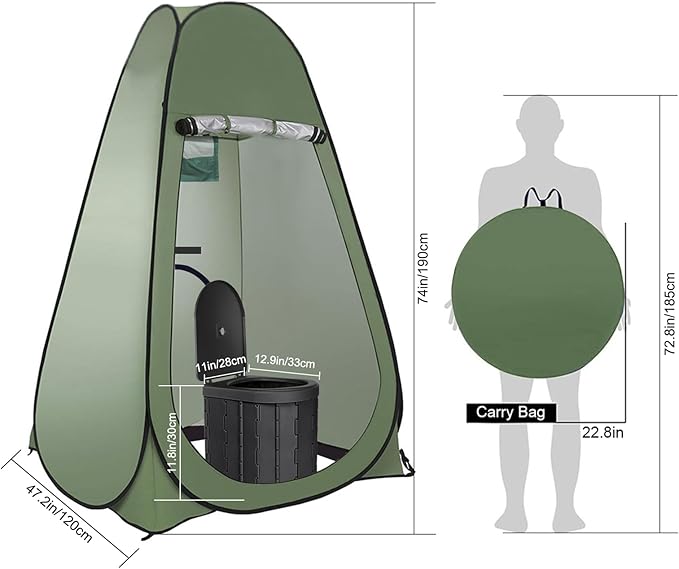 Portable Outdoor Camping Toilet Kit for AdultsPop Up Privacy Tent Camping Folding Toilet 30 Toilet Bags Washable Foldable for Travel RV Car Beach Hiking