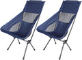 2 Pack Portable Camping Chair Backpacking Chair - Ultralight Folding Chair - Compact Lightweight Foldable Chairs for Hiking Mountaineering Beach-Navy Blue