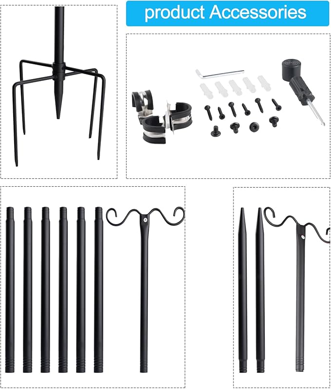 Lightdot Outdoor String Light Poles 9FT Metal Patio Light Poles Post for Outside with Fork for Outside Hanging Backyard Garden Deck Lighting Stand for Parties Wedding Halloween Decor -3Pack