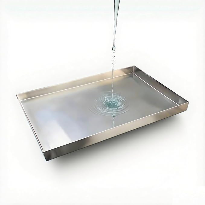 Washing Machine Pan 304 Stainless Steel Washing Machine Drain Pan Kitchen Factory Warehouse Garage Drain Tray Spill Containment Platform Pallets(80x50cm(32x20in))