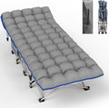 Seeutek Folding Camping Cot for Adults with Carry Bag Portable Bed with Detachable Cushion Waterproof 1200D Oxford Fabric Cot Bed for Camping Hunting Lounging Camping Cots Blue Cot &amp Gray P
