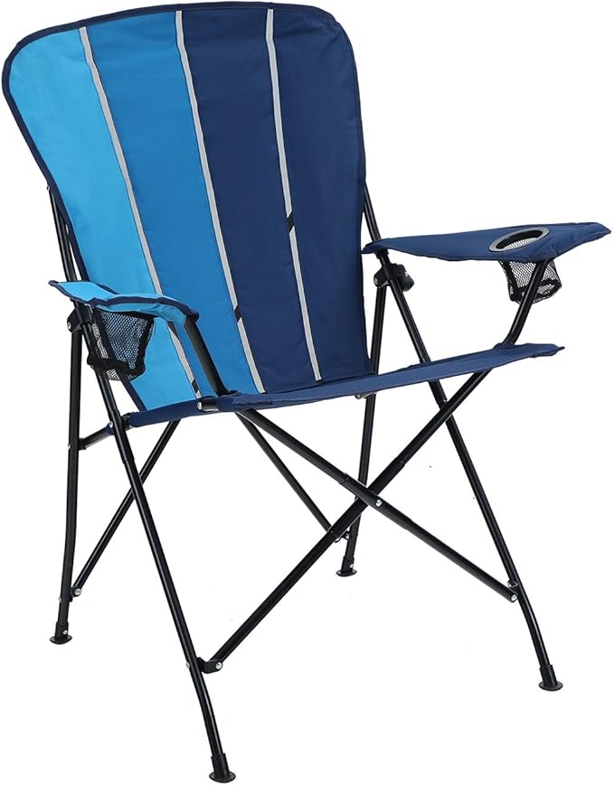 ALPHA CAMP Folding Camping Chair Portable Outdoor Lawn Chair Padded Lightweight Chair Metal Frame Heavy Duty Chair Sports Bag Chairs for Beach Hiking Fishing with Cup Drink Holder Capacity-300lbs