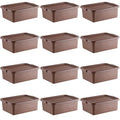 12-Pack Polypropylene Bus Tub with Cover Durable Bus Box for Professional Food Service Use Plastic Restaurant Tub Commercial Tote Box for Food Service or Transporting (20 x 15 x 7) Brown