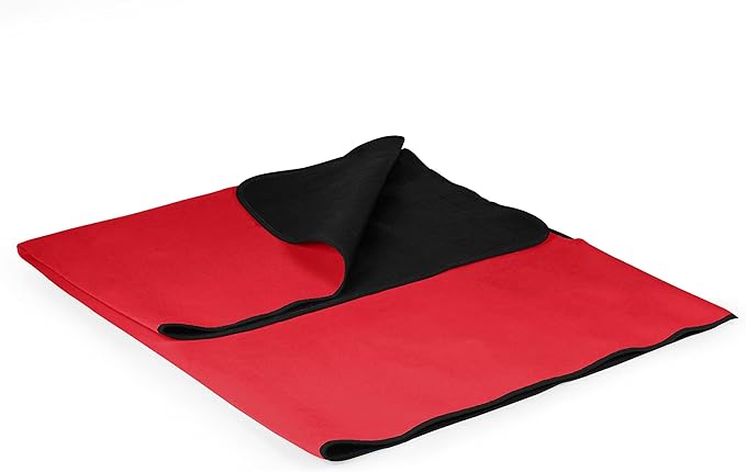 PICNIC TIME Outdoor Picnic Blanket Tote 59x51 Foldable Beach &amp Camping Blanket with Soft Fleece Water-Resistant Bottom Adjustable Strap &amp Zippered Pocket (Red with Black Flap)