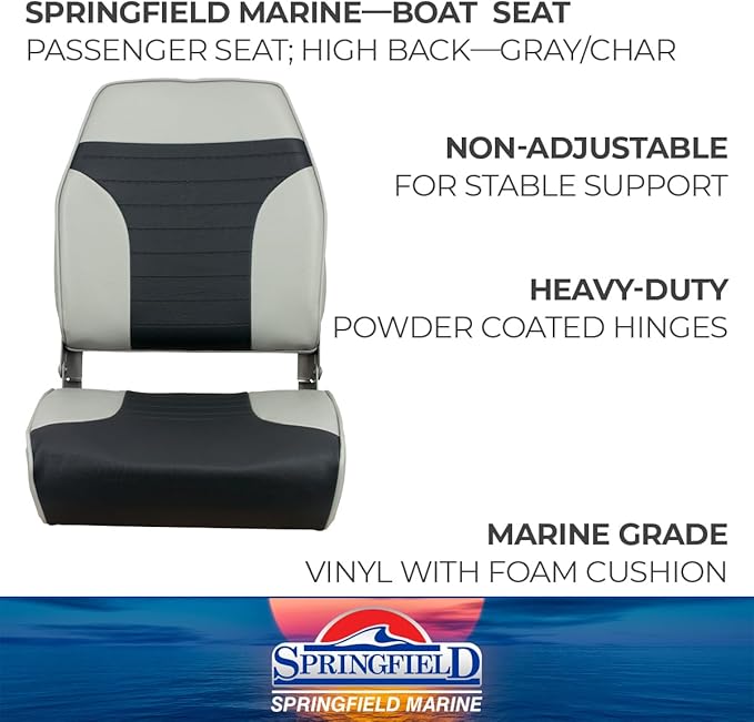 Springfield Marine 1040663 Gray/Charcoal Economy Folding High Back Chair
