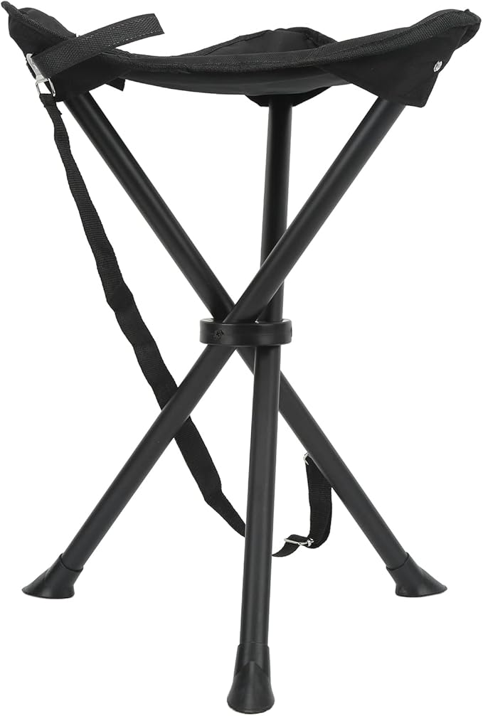 Folding Tripod Stool 200KG Load Bearing Anti Slip Good Stability Portable Foldable Chair for Outdoor Fishing Camping Picnics (Black)