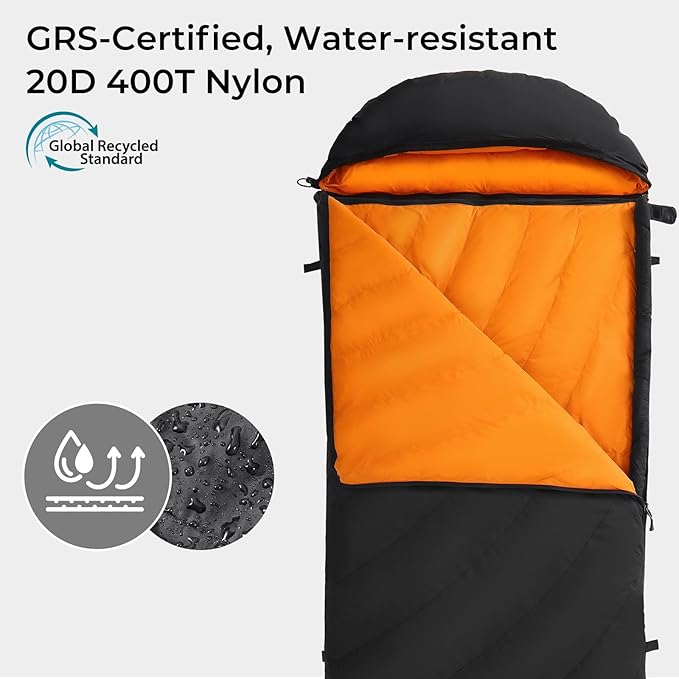 ATEPA 3-in-1 Hybrid Down Sleeping Bag for Adults Lightweight 3 Season Wearable Backpacking Sleeping Bag with Pad Attachment &amp Compact Compression Sack for Spring Summer Fall Car Camping 30°F 45°F