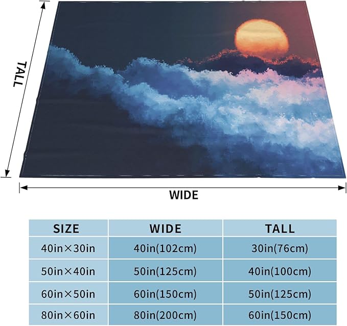 Gradient Sunrise Soft Fleece Blanket 60 * 50 inch Soft Sofa Blanket Suitable for Sofa Camping Travel Night Cover Blanket