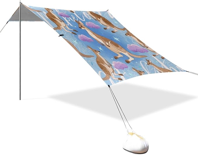 Purple Summer Kangaroo Beach Tent Camping Sun Shelters Portable Outdoor Canopy Sun Shade for Camping Trips Fishing Backyard Fun or Picnics Easy Setup with Carrying Bag