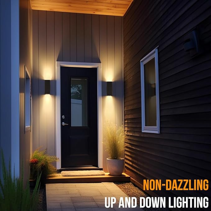 wowlite Modern Up Down Wall Lights Outdoor with Dusk to Dawn Photocell Sensor LED Outdoor Wall Lighting Waterproof Bronze Porch Lantern 13 Square Wall Sconce for House Garden Entrance