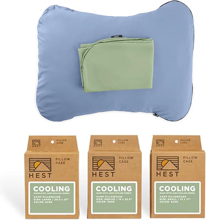 HEST Pillowcase Cooling - Compatible Camp Pillows - Jade Cooling Fabric - Machine Washable - Outdoor Ready - Small