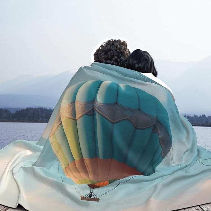Hot air Balloon Flying high Soft Fleece Blanket 60 * 50 inch Soft Sofa Blanket Suitable for Sofa Camping Travel Night Cover Blanket