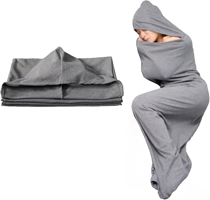Wearable Sleep Blanket Hooded Sleep Adult Cozy Breathable Portable Sleeping Bag for Wearing At Home Or Camping Trips