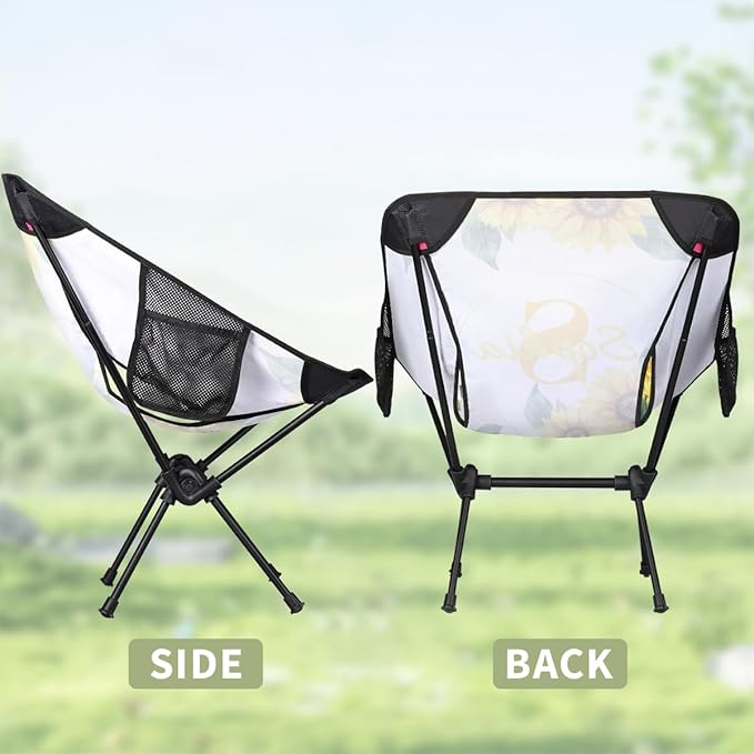 Camping Chair Personalized Backpacking Chair Lightweight Portable Folding Customized Name Chairs for Beach Sport Hiking (Yellow Sunflower)