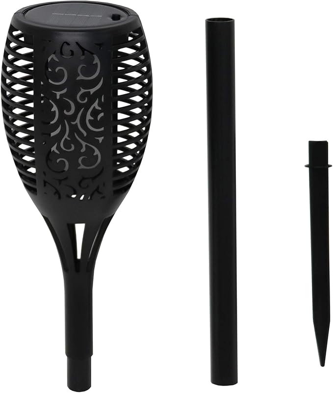 ABBLE 2 Pack Outdoor Solar Powered Lights Upgraded LED Garden Torch Lamp Flickering Flames Lights Waterproof Landscape Decoration Lighting for Patio Deck Yard Outside Set of 2