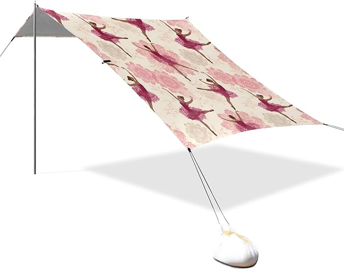Ballet Dancer Mandala Pattern Camping Sun Shelter Beach Tent Portable Beach Sun Shade Outdoor Canopy for Camping Trips Fishing Picnic