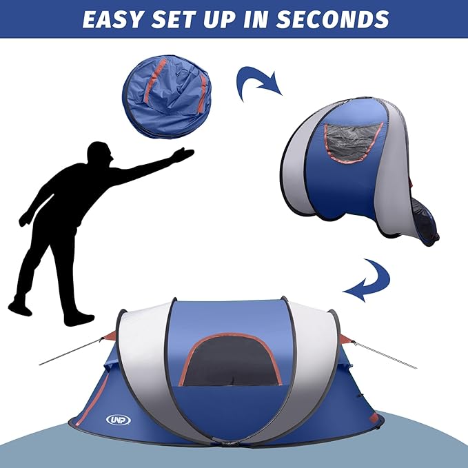 Pop-up Tent 3 Person Camping Tent Instant Portable Beach Tent Easy Pop Up Shade Tents 2 Doors for Camping Hiking &amp Traveling with Carrying Bag
