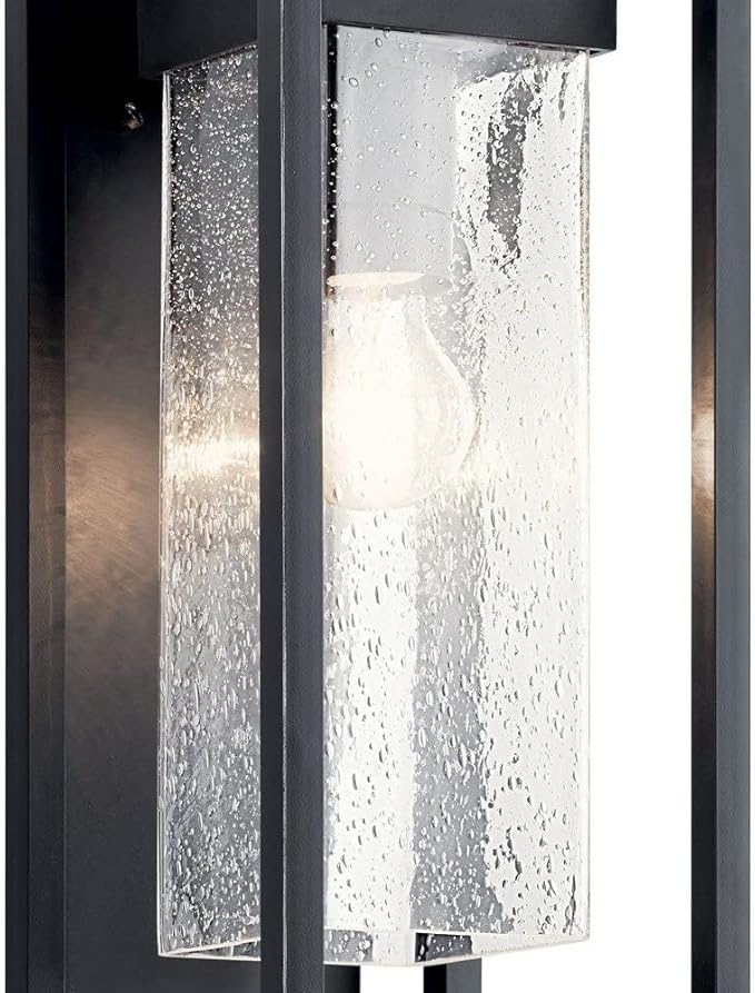 Kichler Lighting Mercer 16 inch 1 Light Outdoor Wall Light with Clear Seeded Glass in Black Finish
