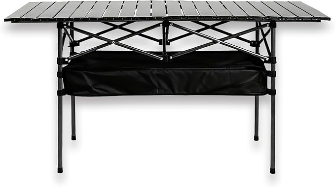 Outdoor Folding Table 7.93LBS Ultralight Camping Table with Built-in Storage &amp Carry Bag 225LBS Heavy Duty Aluminum Tabletop Carbon Steel Frame for Camping Picnic Beach BBQ