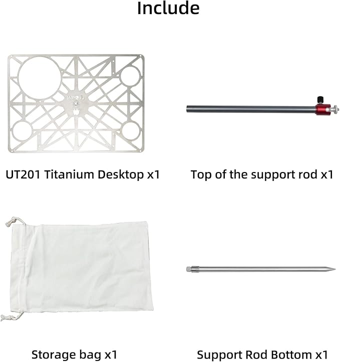 UT201 Hammock Camping Table Titanium Ultralight Camping Table Universally Adjustable Tabletop Backpacking Table for Solo Camping