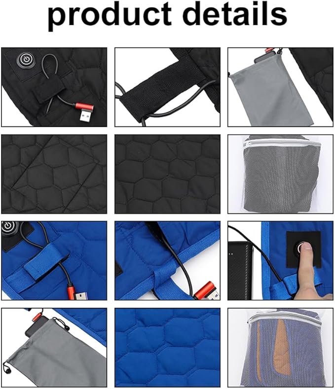 Heated Sleeping Bag Pad Adjustable Warm Foldable Tent Sleeping Mat Seven Zone Heating Machine Washable Quickly Increase Temperature (Blue)