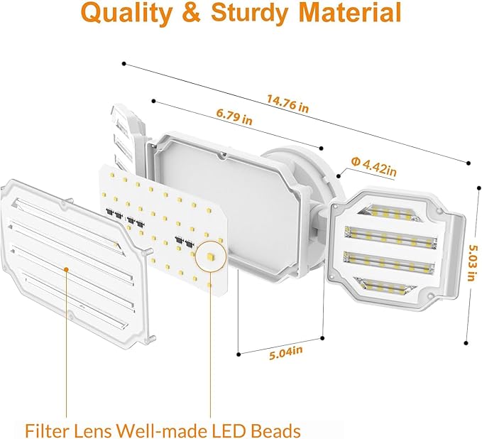 LEPOWER 4500LM Outdoor Flood Lights 45W LED Flood Light Exterior Flood Lights Switch Controlled 5000K 3 Adjustable Heads IP65 Waterproof Outdoor Lights for House Garage Yard White