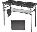 Portable Folding Camping Table Lightweight Aluminum Outdoor Picnic Table with Adjustable Height Compact &amp Sturdy Kid Table for Camping Hiking Backyard Beach Black