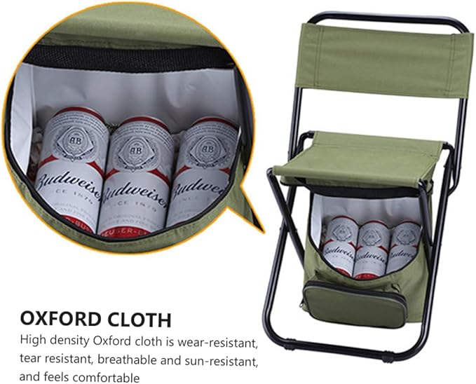 BESTonZON 1pc Multifunctional Outdoor Folding Fishing Chair Insulated Storage Bag and Backrest Portable Camping Seat for Fishing Hiking and Travel